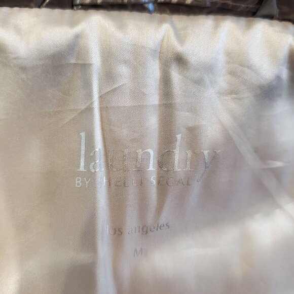 Laundry by Shelli Segal Petrol Silver Gray Hooded Bib Puffer Coat Jacket M - Picture 16 of 16